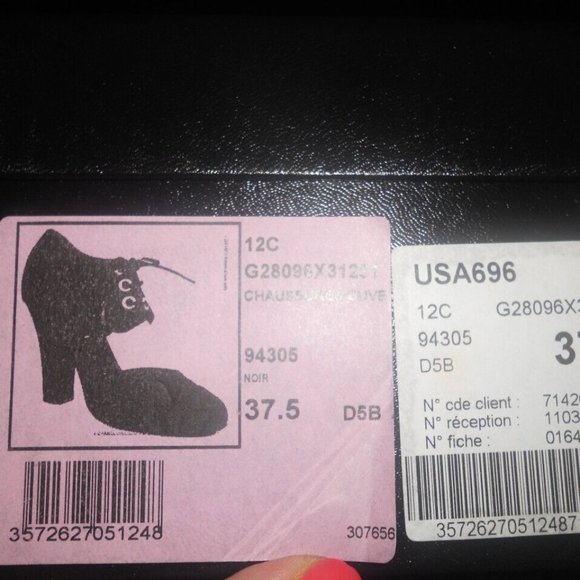 CHANEL Black Leather Cinema Mary Jane Lace Tie Up Pumps Shoes Heels - Picture 14 of 14